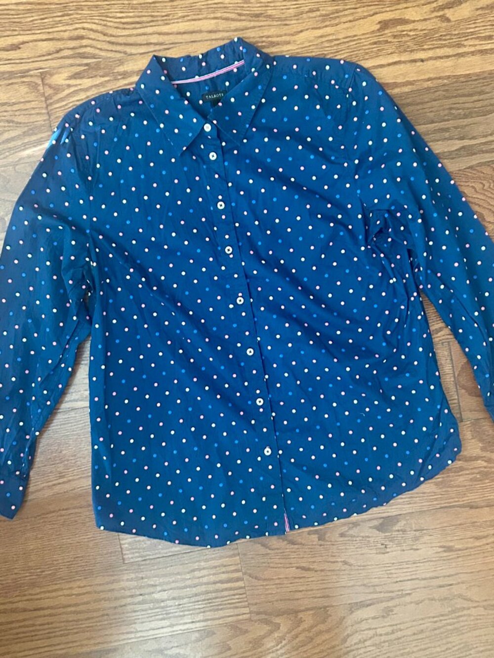 Talbots The Classic Casual Shirt Multi-Color Polka Dots Size XL Preppy Size 16 - Picture 5 of 12